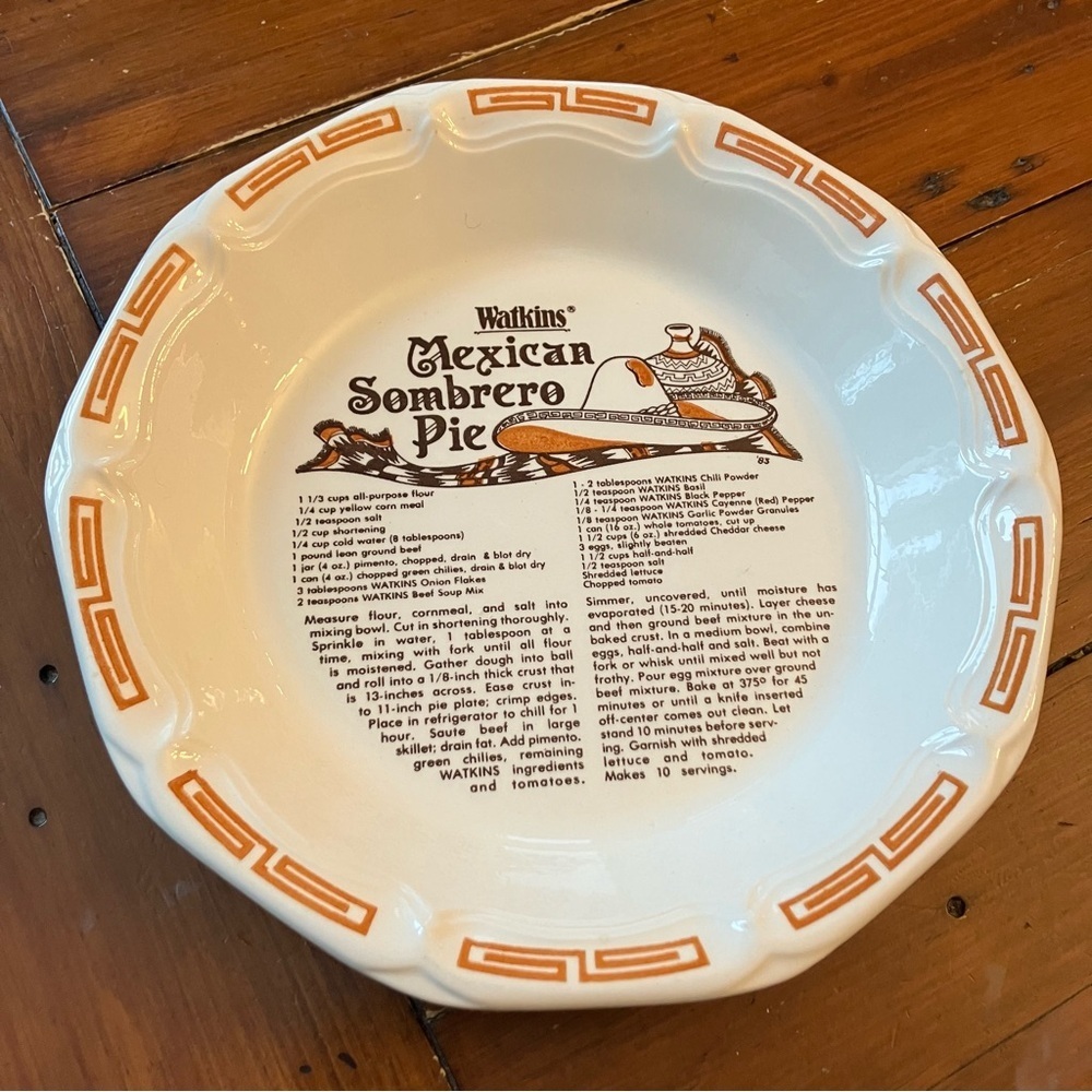 Watkins Mexican sombrero pie plate.  Excellent condition